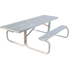 Gt Grandstands By Ultraplay PT-HG08HC 8 Picnic Table, Anodized Aluminum Planking, Galvanized Steel Frame, ADA Compliant image.