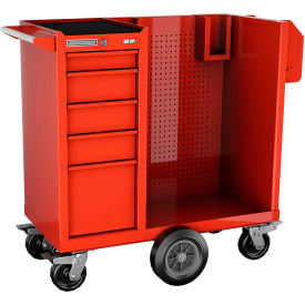 INDEPENDENT DESIGN INC  FMP1505LMCS-RD Champion FM Pro Series Steel Industrial Mobile Sanitization Cart 41"W x 20"D x 43"H Red image.