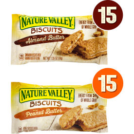 NATURE VALLEY Biscuits Almond Butter & Peanut Butter Variety Pack 1.35 oz 30 Count