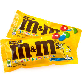 M&MS Peanut Chocolate Candy Singles Size 1.74 Ounce Pouch 48 Count Box