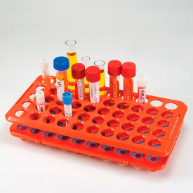 Grip Rack, Rack with Tube Grippers For up to 17mm Tubes, 50-Place, Autoclavable, Orange