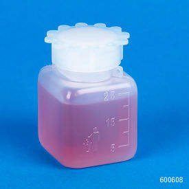 Bottle with Screwcap, Wide Mouth, Square, Graduated, PE (Cap Polypropylene), 25mL, 10/Pack