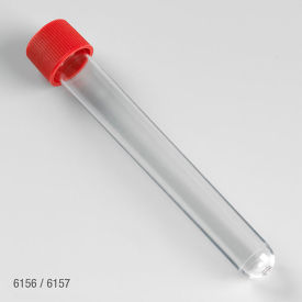 Test Tube with Attached Red Screw Cap, 16 x 120mm (15mL), Polystyrene, Sterile, 750/Pack