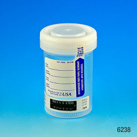 Drug Test Container, 90mL, Sterile, Tab-Seal ID Label & Celsius Thermometer Strip, 400/Pack
