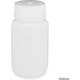 Bottle, Wide Mouth, HDPE, Attached Polypropylene Screw Cap, 125mL, 12/Pack