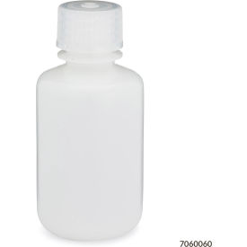 Bottle, Narrow Mouth, HDPE, Attached Polypropylene Screw Cap, 60mL, 12/Pack