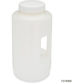 Bottle, Large Wide Mouth with Handle, Round, HDPE Bottle, 100mm PP Screw Cap, 4 Liters (1.0 Gallons)