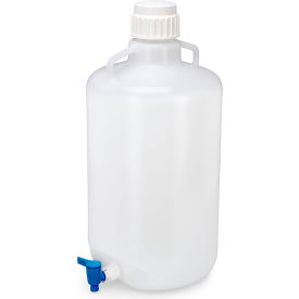 Carboy, Round with Spigot & Handles, LDPE, White PP Screwcap, 25 Liter view 2