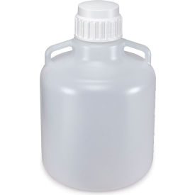 Carboy, Round with Handles, HDPE, White PP Screwcap, 10 Liter view 2