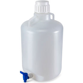 Carboy, Round with Spigot & Handles, HDPE, White PP Screwcap, 20 Liter view 2