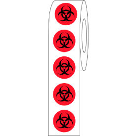 Cryo Label 9.5mm Biohazard Dots, Red/Black, 1000/Roll view 2