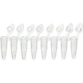 DiamondLink 0.2mL 8-Strip Tubes, with Individually-Attached Flat Caps, Clear, 120/Pack