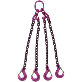 1/2" x 10' Adjustable 4 Leg Chain Sling with Sling Hooks, Grade 100 view 2
