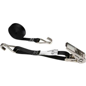 Stainless Steel Thumb Ratchet Strap w/ Wire Hooks, 1" x 10', Black view 2