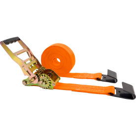 Gear-Driving Reverse-Action Ratchet Strap with Flat Hooks, 2'' x 30', Orange view 2