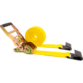 Gear-Driving Reverse-Action Ratchet Strap with Flat Hooks, 2" x 30', Yellow view 2