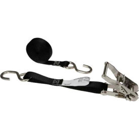 Ratchet Strap w/ Stainless Steel Ratchet & S-Hooks, 1" x 10', Black view 2