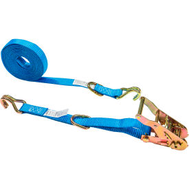 Ratchet Strap with D-Ring & J-Hook, 1" x 20', Blue view 2