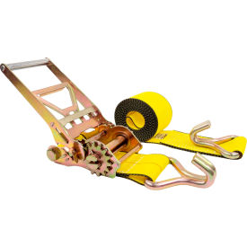 Gear-Driving Reverse Action Ratchet Strap with Wire Hook, 4" x 20', Yellow view 2