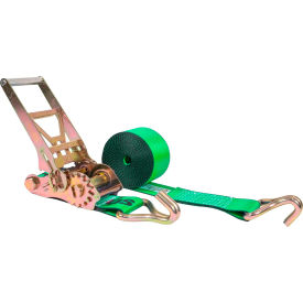 Gear Driving Reverse Action Ratchet Strap with Wire Hooks, 4" x 30', Green view 2