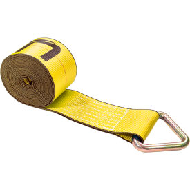 Winch Strap with D-Ring, 4" x 27', Yellow view 2