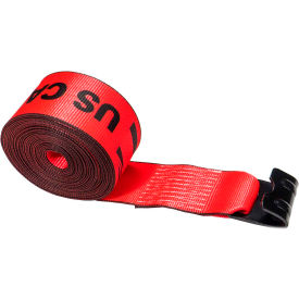 Winch Strap with Flat Hook, 4" x 27', Red view 2