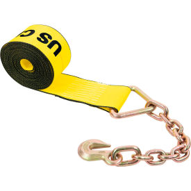 Winch Strap with 18" Chain Extension, 4" x 30', Yellow view 2