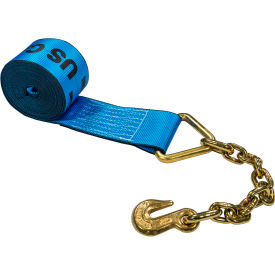Winch Strap with 18" Chain Extension, 4" x 30', Blue view 2