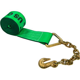 Winch Strap with 18" Chain Extension, 4" x 30', Green view 2