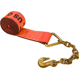 Winch Strap with 18" Chain Extension, 4" x 30', Red view 2