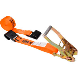 Ratchet Strap with Flat Hooks, 2" x 12', Orange view 2