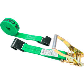 Ratchet Strap with Flat Hooks, 2" x 18', Green view 2