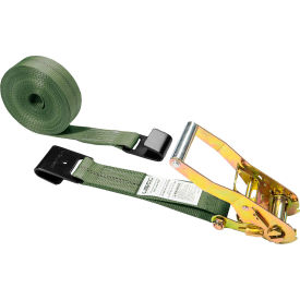Ratchet Strap with Black Flat Hook, 2" x 18', Olive Drab view 2