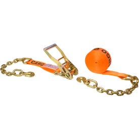 Ratchet Strap with Chain Extension, 2" x 27', Orange view 2