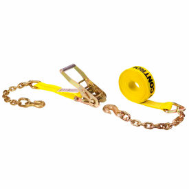 Ratchet Strap with Chain Extension, 2'' x 27', Yellow view 2