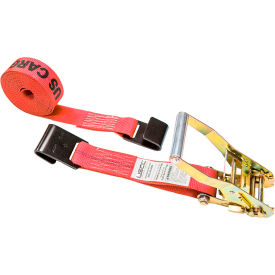 Ratchet Strap with Flat Hooks, 2" x 27', Red view 2