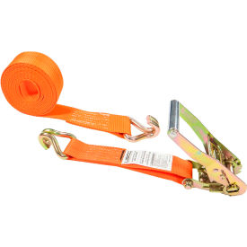 Ratchet Strap with Wire, Double J Hooks, 2" x 27', Orange view 2