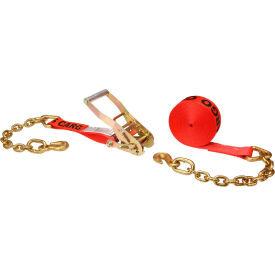 Ratchet Strap with Chain Extension, 2" x 30', Red view 2