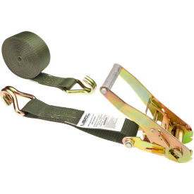 Ratchet Strap with Wire Double J Hooks, 2'' x 30', Olive Drab view 2