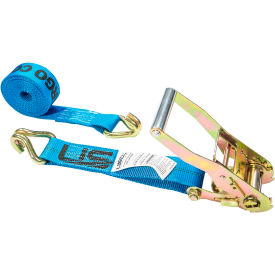Ratchet Strap with Wire and Double J Hooks, 2'' x 50', Blue view 2