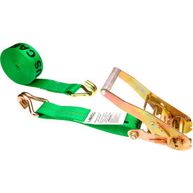 Ratchet Strap with Double J-Hooks, 2" x 50', Green view 2
