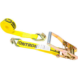Ratchet Strap with Wire Double J Hooks, 2'' x 50', Yellow view 2