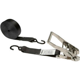 Stainless Steel Ratchet Strap with Vinyl Coated S-Hooks, 2'' x 10', Black view 2