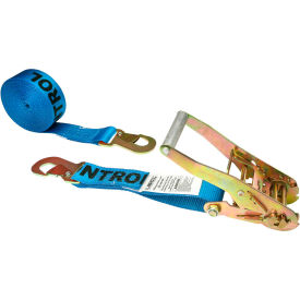 Car Tie Down Ratchet Strap with Flat Snap Hooks, 2" x 12', Blue view 2