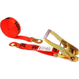 Car Tie-Down Strap with Flat Snap Hooks, 2" x 12', Red view 2