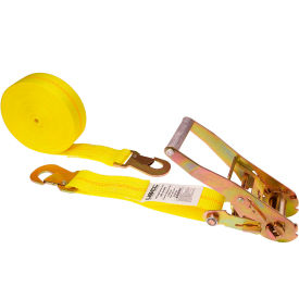Car Tie Down Ratchet Strap with Flat Snap Hooks, 2" x 12', Yellow view 2