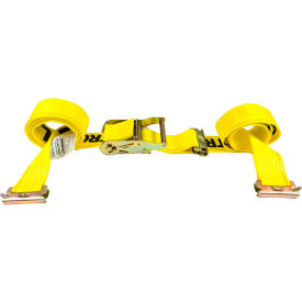 E-Track Ratchet Strap with Double End Fittings, 2" x 12', Yellow view 2