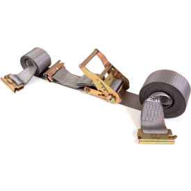 E-Track Ratchet Strap with Double End Fittings, 2" x 16', Gray view 2
