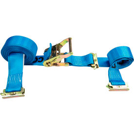 E-Track Ratchet Strap, Double-Fitted End, 2" x 20', Blue view 2