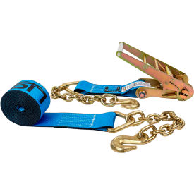 Ratchet Strap with Chain Extensions, 3" x 30', Blue view 2